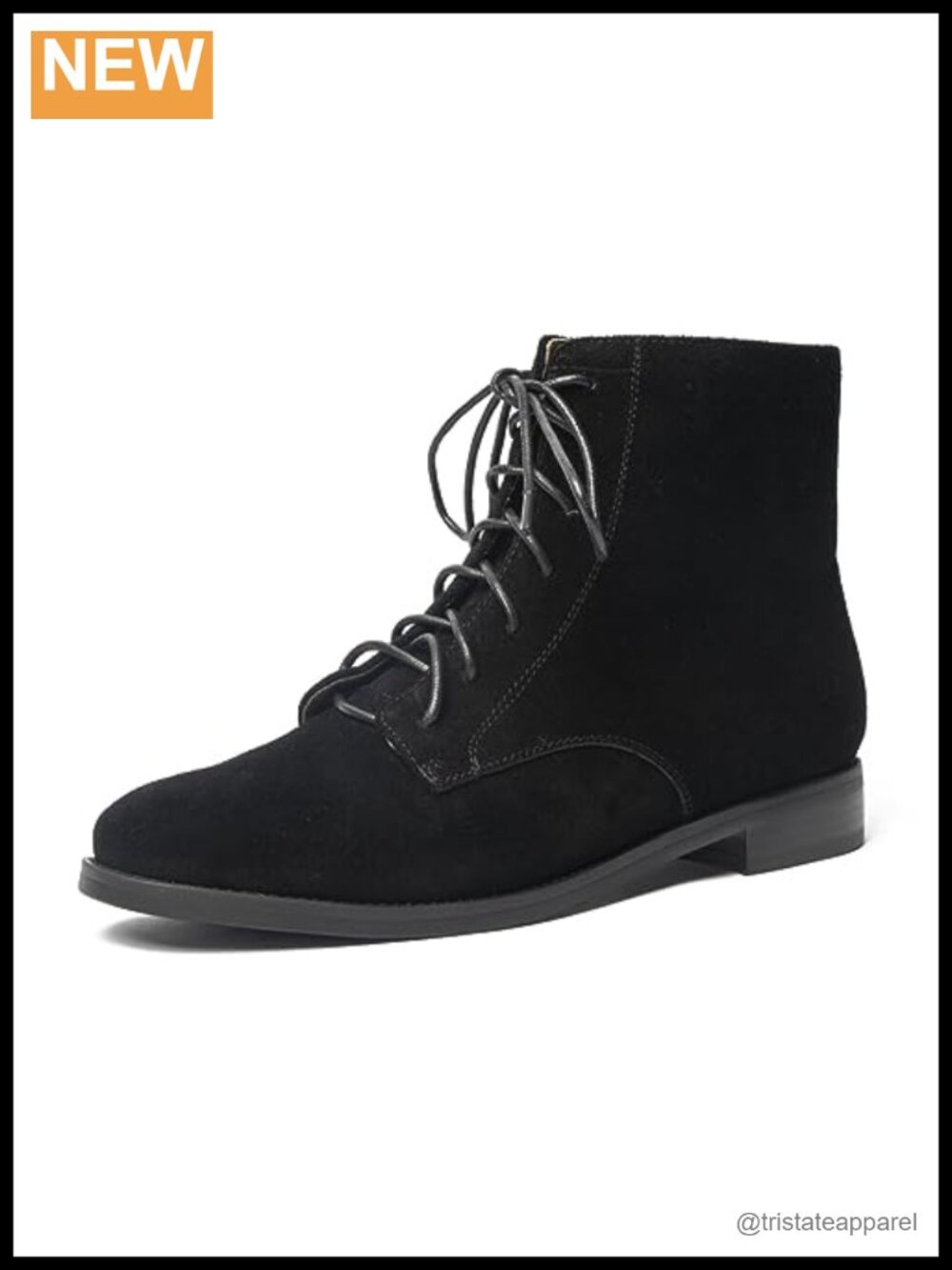 Women's Lace-Up Suede Ankle Boots Block Heel Slip Resistant